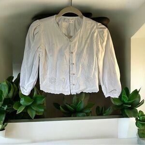 Zara White Embroidered Kids Top. Size 9